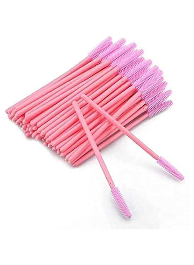 BWSJ Pink Disposable Silic Eye Brushes Mascara Wands Lash Applicator Brush  100 PCS - Image 1