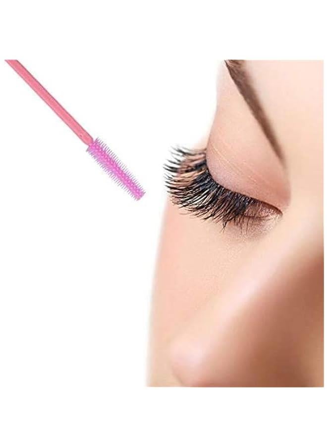BWSJ Pink Disposable Silic Eye Brushes Mascara Wands Lash Applicator Brush  100 PCS - Image 3