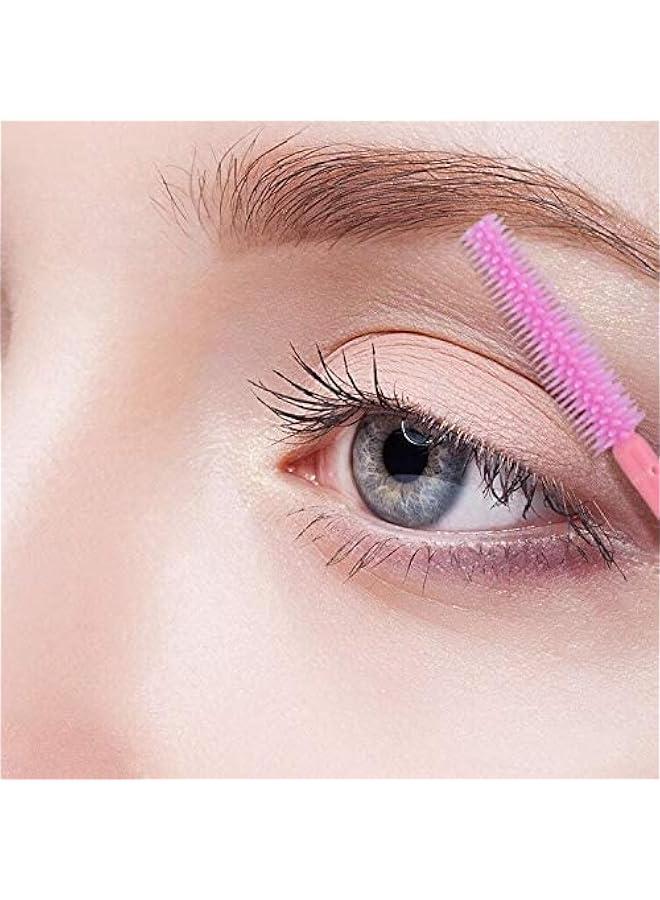 BWSJ Pink Disposable Silic Eye Brushes Mascara Wands Lash Applicator Brush  100 PCS - Image 4