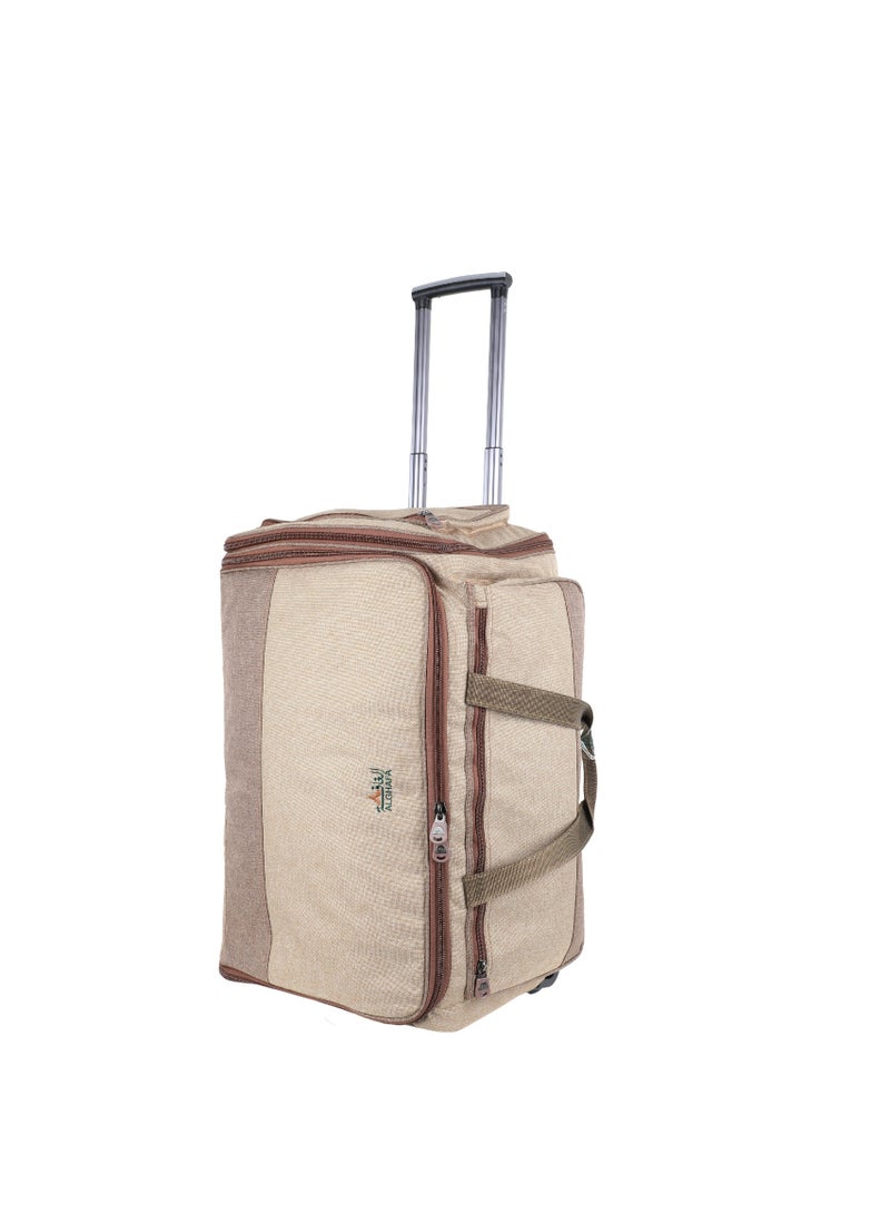ALGHAFA Camping Tool Bag, Camping and Travel Cooking Organizer, Travel Bag with Mesh Pockets, Portable Bag for Cooking, Barbecue and Kitchen Tools, 62*38*35 cm, Oxford Fabric, PVC Lining, Wooden Color, from Alghafa - Image 1