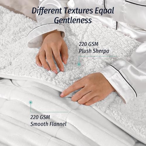 Wemore Sherpa Fleece Weighted Blanket for Adult, 15 lbs Dual Sided Cozy Fluffy Heavy Blanket, Ultra Fuzzy Throw Blanket with Soft Plush Flannel Top, 60 x 80 inches Queen Size White on Both Sides - Image 2