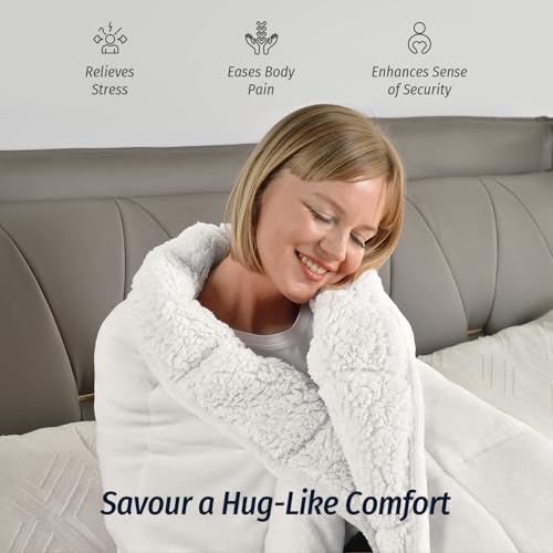 Wemore Sherpa Fleece Weighted Blanket for Adult, 15 lbs Dual Sided Cozy Fluffy Heavy Blanket, Ultra Fuzzy Throw Blanket with Soft Plush Flannel Top, 60 x 80 inches Queen Size White on Both Sides - Image 4