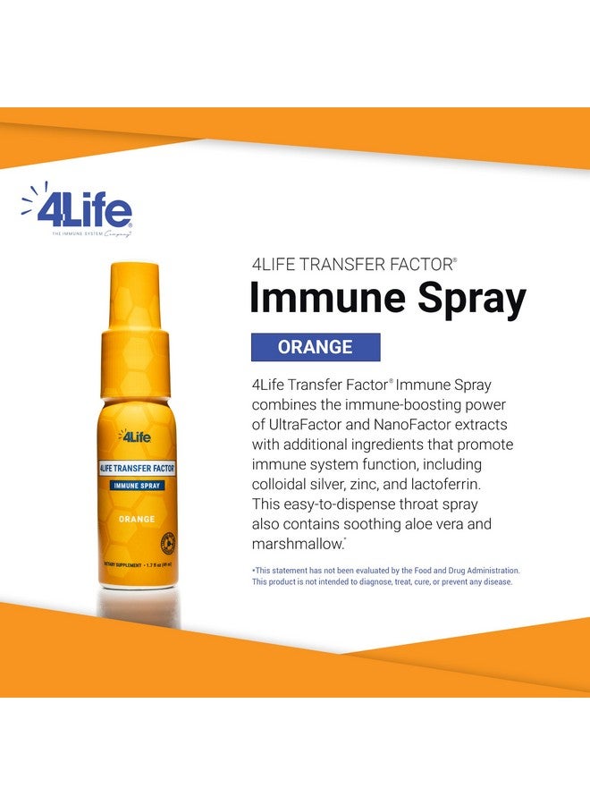 4life 4Life Transfer Factor Immune Spray - Immunity with Zinc, Marshmallow Root Extract, and Colloidal Silver - Orange Flavor - 1.7 oz - Image 2