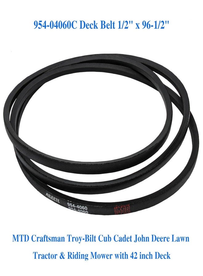 AILEETE 954-04060C Deck Belt 1/2" x 96-1/2" for MTD Craftsman Troy-Bilt Cub Cadet John Deere Lawn Tractor & Riding Mower with 42 inch Deck, Replace 954-04060 954-04060B 754-04060 754-04060B 754-04060C - Image 4