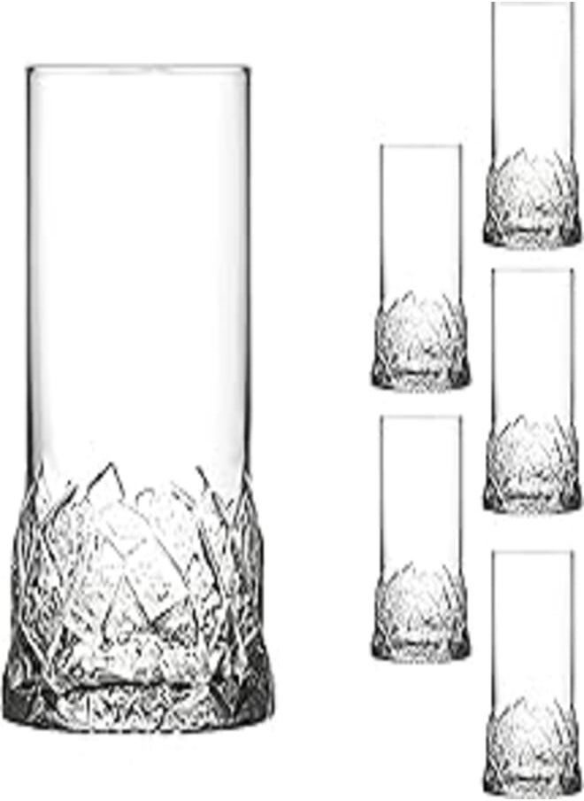 LAV Gürallar NORD Glass / 410 cc - 13.75 Oz / 6 Pcs/Elegant design, Trusted Brand, Attractive shape of Sparkling Drink, Soft Drink, Smoothies, Juices, Cocktails/High Quality Materials 
