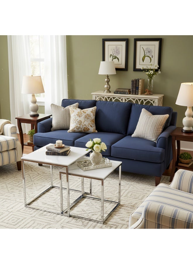 Sharpdo Square Coffee Table Mother and Child Simple Modern Living Room Home Marble Light Luxury Style Combination Table 40*40*44&35*35*37CM - Image 2