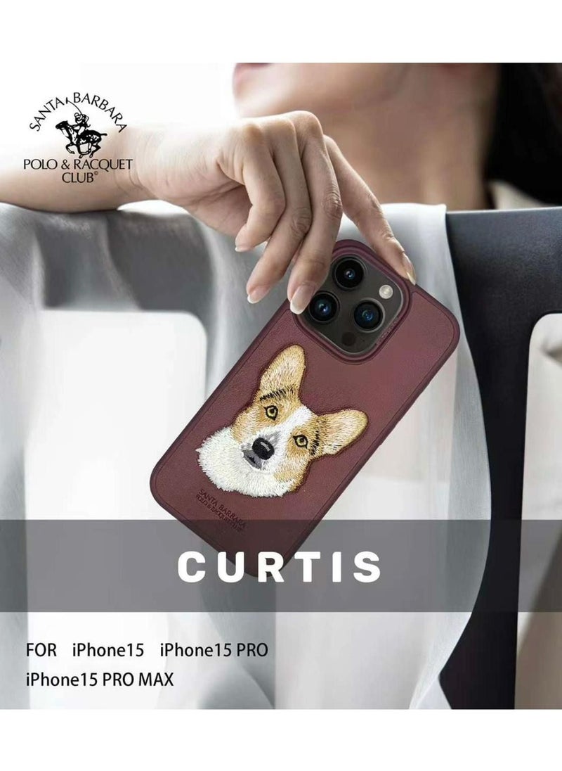 SANTA BARBARA POLO & RACQUET CLUB Polo Curtis Series Embroidery Dog Phone Case for iPhone 15 Pro Max | Luxury PU Leather, Threaded Embroidery, Shockproof, Scratch-Resistant, Soft Grip, Drop Protection, Precise Cutouts for Camera & Ports - Black  - Image 5