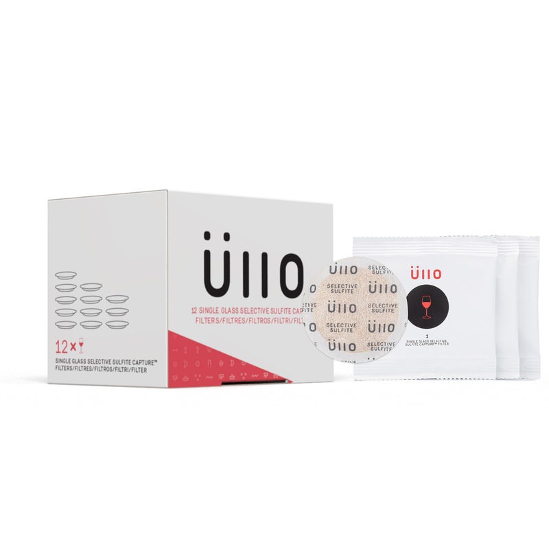 Ãœllo Ullo Single Glass Selective Sulfite Replacement Filters 12 Pack to Remove Histamines and Sulfite Preservatives 