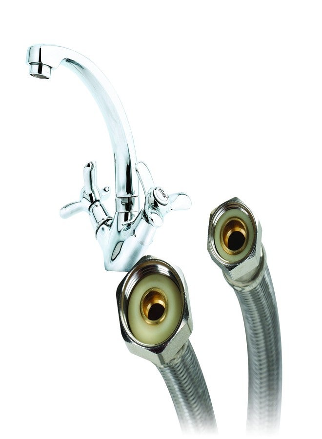 Fluidmaster 1F36 Flexible Braided Faucet Connector with Polymer Core, 3/8 in X 1/2 in X 36 in, Stainless Steel, 91.5 cm - Image 3