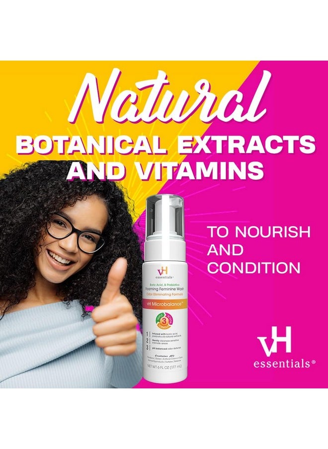 vH Essentials Foaming Feminine Wash - Boric Acid And Prebiotic - Ph Balanced, Hypoallergenic, Natural Botanical Extracts And Vitamins - Odor Eliminating Formula - 6 Fl Oz  - Image 2