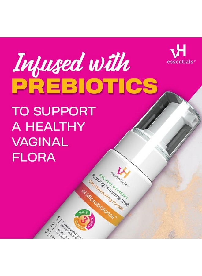 vH Essentials Foaming Feminine Wash - Boric Acid And Prebiotic - Ph Balanced, Hypoallergenic, Natural Botanical Extracts And Vitamins - Odor Eliminating Formula - 6 Fl Oz  - Image 3