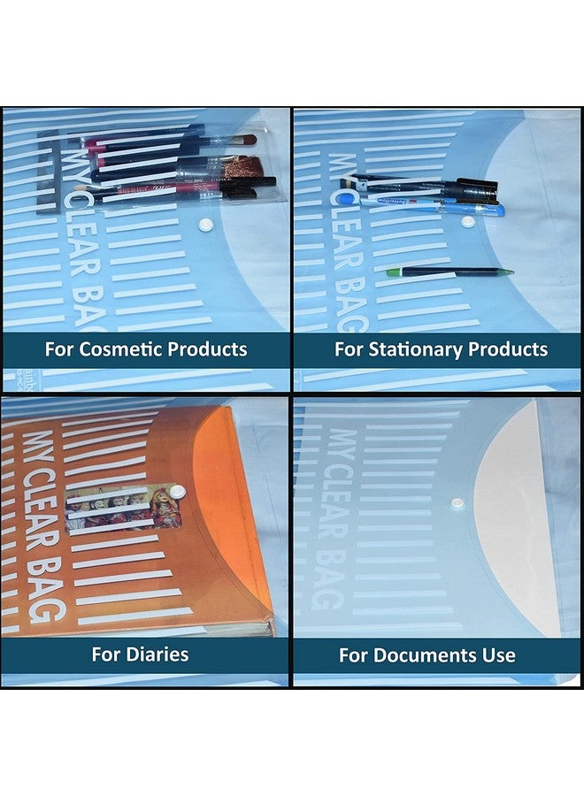 Shuban 20 Pcs Lining Print Plastic Poly Document File Folders Clear Envelopes with Snap Button Closure - FS Legal Letter Size for School, Home, and Office Use (Assorted Color) - Image 4