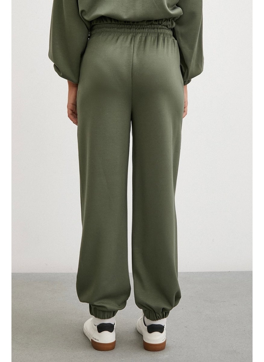 Never More Elastic Pocket Sweatpants Khaki  - Image 5
