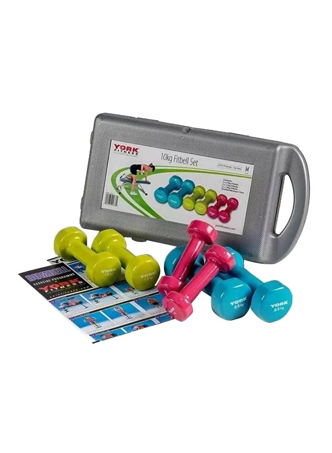 York Fitness 10Kg Vinyl Fitbell Set In A Case 1678