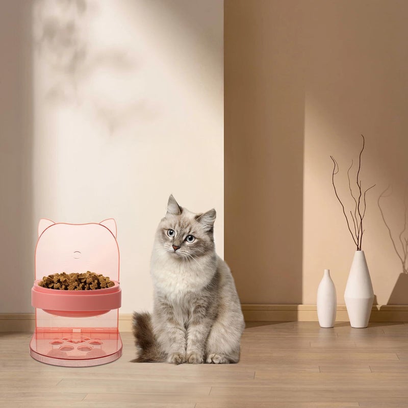 Elevated Pet Food Holder with Non Spill Pink Water Dish for Cats and Dogs - Image 5
