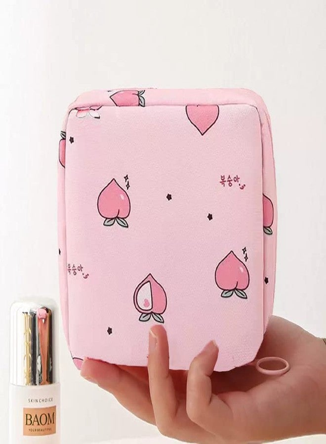 NIGHTSTAR Polyester Portable Mini Fashion Nursing Sanitary Napkin Pouch Pad Holder Zipper Travel Cosmetic Makeup Jewellery Storage Bag For Girl And Women (Pink-White-2 Pcs) - Image 2