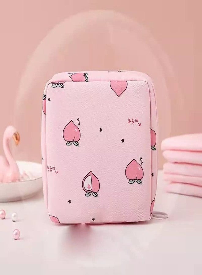 NIGHTSTAR Polyester Portable Mini Fashion Nursing Sanitary Napkin Pouch Pad Holder Zipper Travel Cosmetic Makeup Jewellery Storage Bag For Girl And Women (Pink-White-2 Pcs) - Image 5