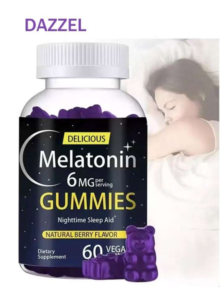 DAZZEL Melatonin 6 mg Fast Dissolve 60 Tablets | Nighttime Sleep Aid | Natural Berry Flavor | Vegetarian, Non-GMO, Gluten Free - Image 1