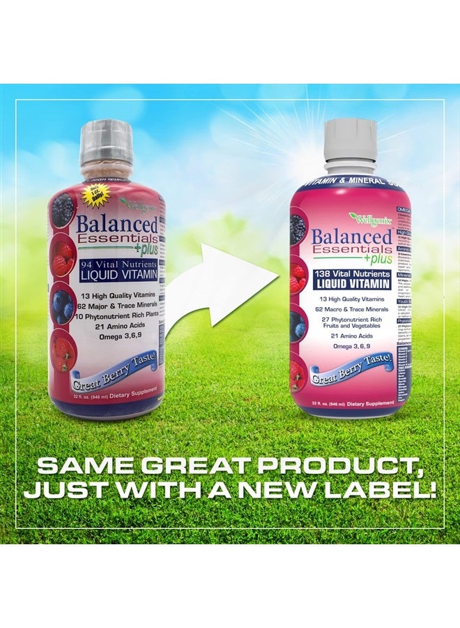 wellgenix Balanced Essentials Liquid Vitamin Nutritional Multivitamin Supplement - Boosts Immune System and Overall Health - Berry Flavor (32 oz) (2) - Image 2