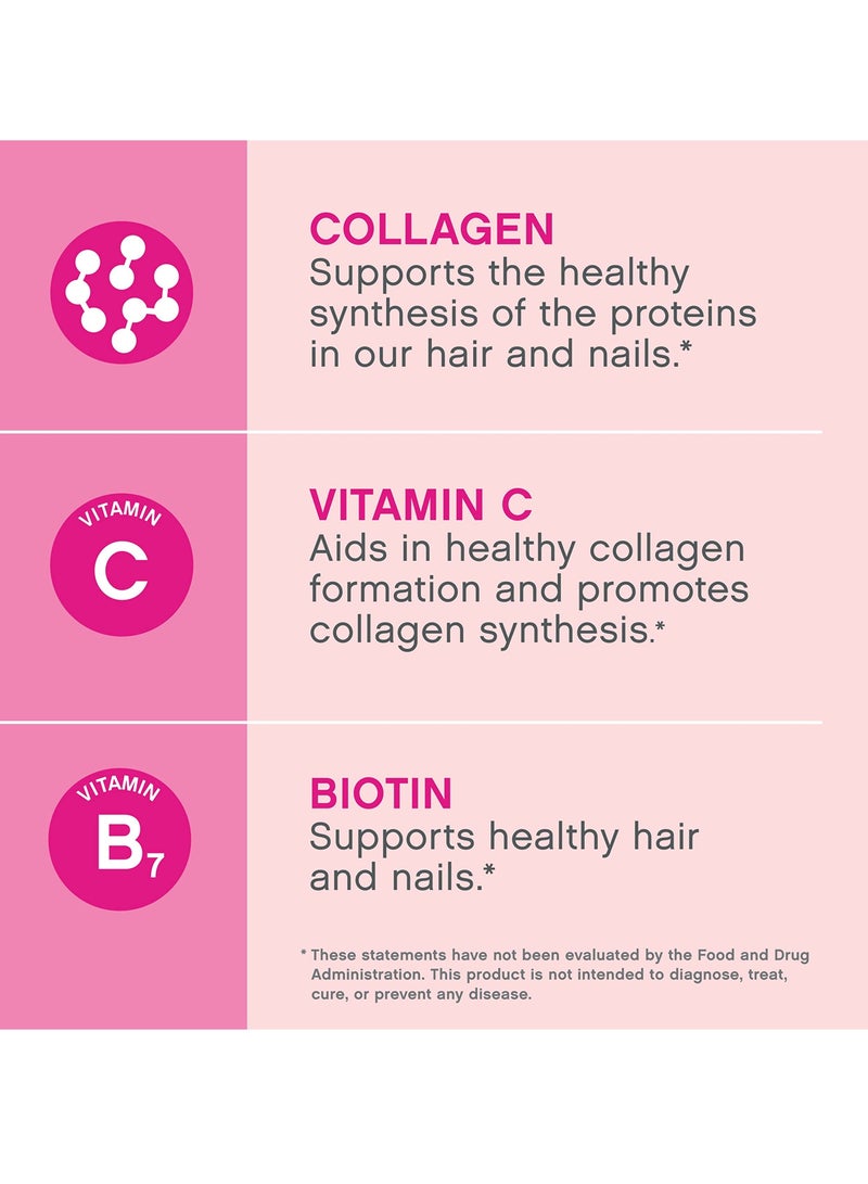 Super Collagen Peptides + Vitamin C & Biotin, 3g Collagen Per Serving, Gluten Free, Promotes Healthy Hair, Beautiful Skin, and Nail Support, Dietary Supplement, 60 Tablets