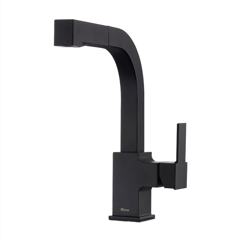 Pfister Arkitek Kitchen Faucet with Pull Out Sprayer Single Handle High Arc Matte Black Finish LG534LPMB