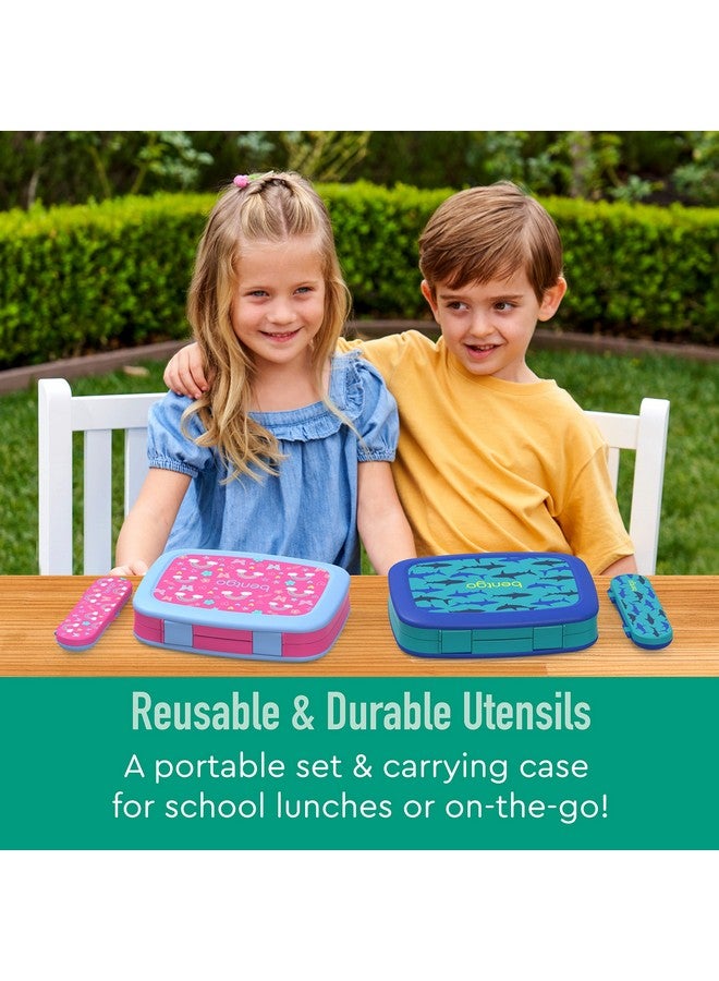 بنتجو مجموعة أدوات Bentgo للأطفال - شوكة وملعقة بلاستيكية قابلة لإعادة الاستخدام وحقيبة تخزين - مواد خالية من مادة BPA، ومقابض سهلة الإمساك، وآمنة للاستخدام في غسالة الأطباق - مثالية لوجبات الغداء المدرسية والسفر والأنشطة الخارجية (استوائية) - Image 1
