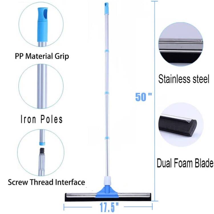 YONILL Floor Squeegee for Concrete Floor - 50" Squeegee Broom with Long Handle for Tile Floor, Heavy Duty Foam Floor Water Wiper for Garage, Shower, Kitchen, Windows, Glass, Carpet and Pet Hair - Image 4