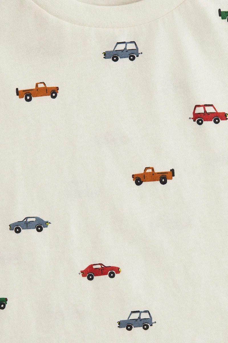 اتش اند ام تي-شيرت قطني بطبعة