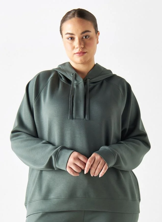 ADOT by Splash Solid Hoodie with Placket Detail and Long Sleeves