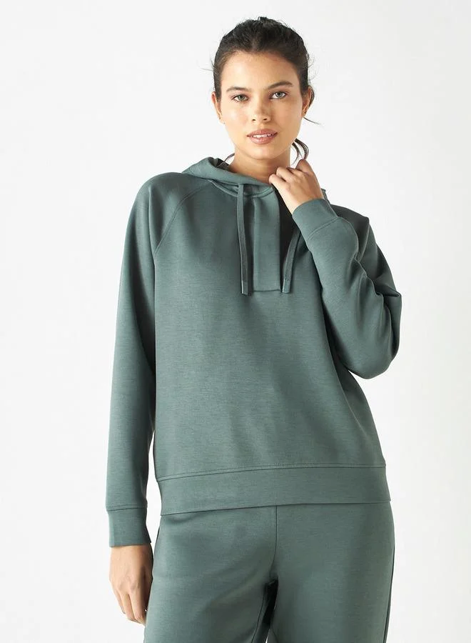 ADOT by Splash Solid Hoodie with Placket Detail and Long Sleeves