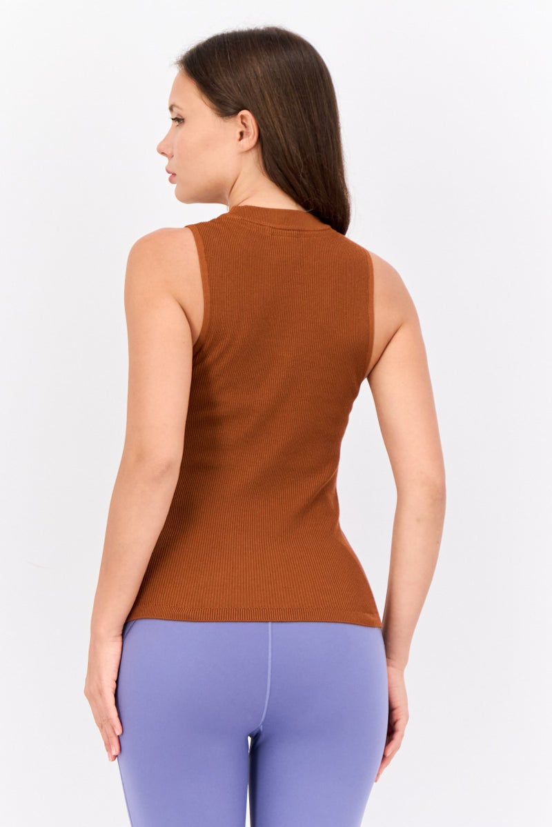 PUMA Women Sportswear Fit Sleeveless Training Knitted Tops, Brown - Image 2