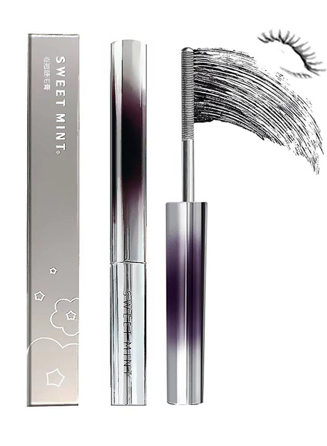 Sweet Mint Mascara Black,Iron Wand Waterproof With Metal Brush,3D Curling Tubing Mascara,Natural Volume and Length,Quick-Drying and Smudge-Proof,#Black - Image 1