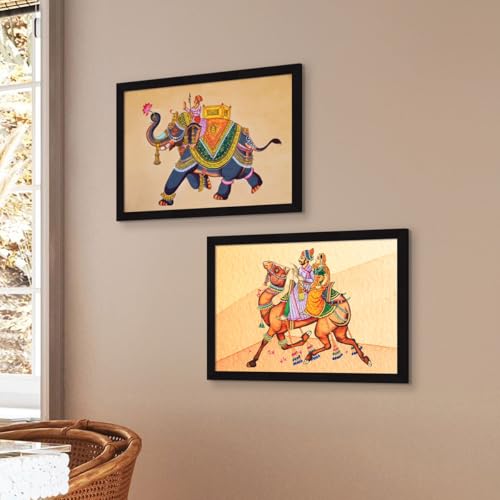 ArtX Rajasthani Indian Wall Art Painting, Multicolor, 12.0 X 18.0 Inches Each Set Of 2 - Engineered Wood - Image 2