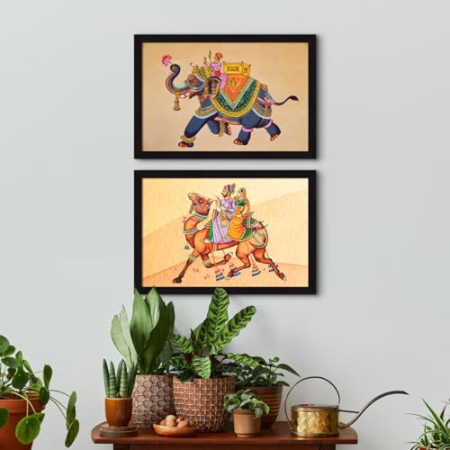 ArtX Rajasthani Indian Wall Art Painting, Multicolor, 12.0 X 18.0 Inches Each Set Of 2 - Engineered Wood - Image 3