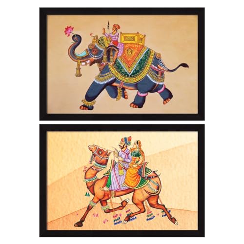 ArtX Rajasthani Indian Wall Art Painting, Multicolor, 12.0 X 18.0 Inches Each Set Of 2 - Engineered Wood - Image 1