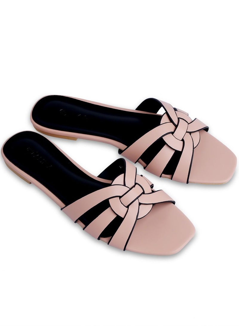 AMICA Azra Women's Flat Leather sandals with Woven detail-Size 37 - Image 3
