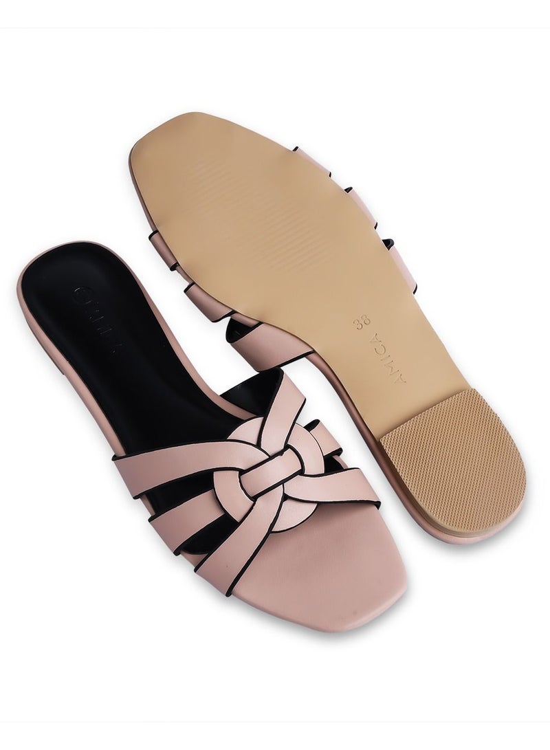AMICA Azra Women's Flat Leather sandals with Woven detail-Size 37 - Image 5