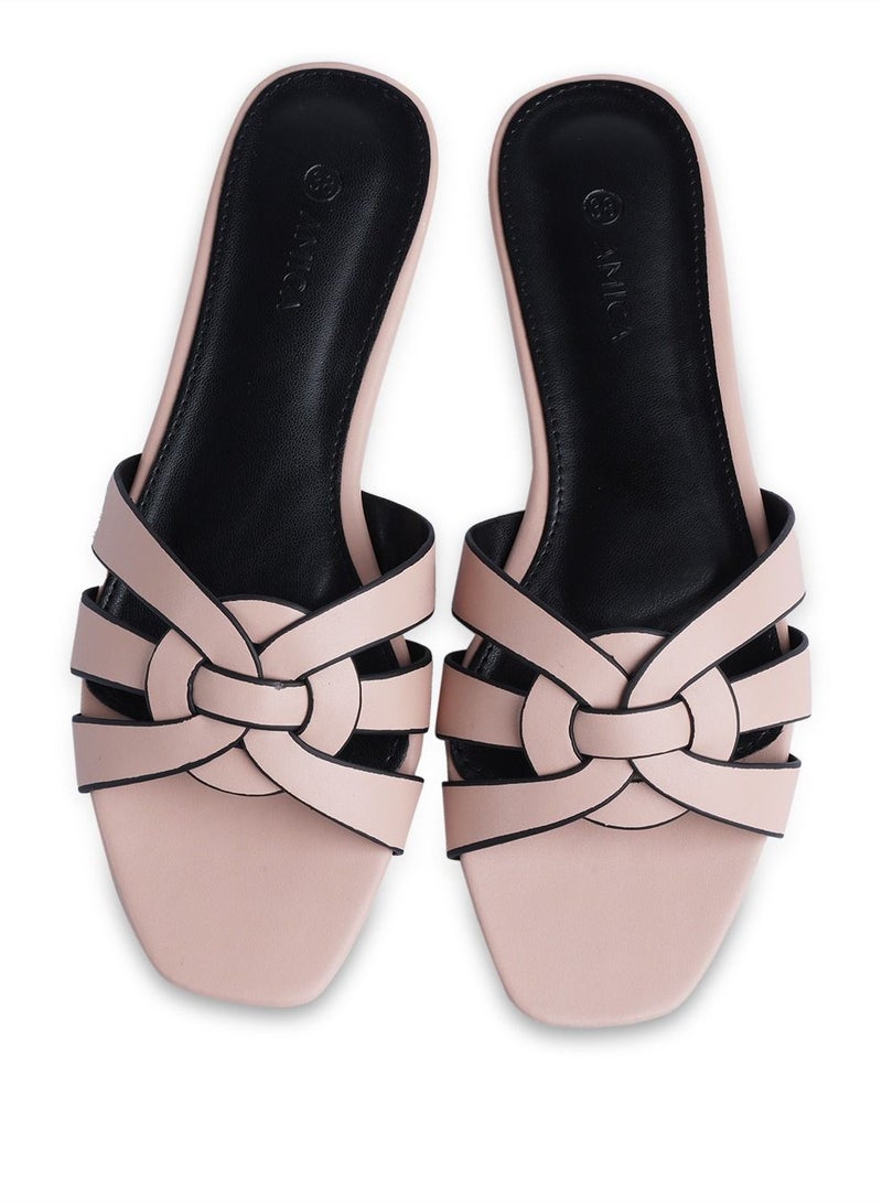 AMICA Azra Women's Flat Leather sandals with Woven detail-Size 37 - Image 2