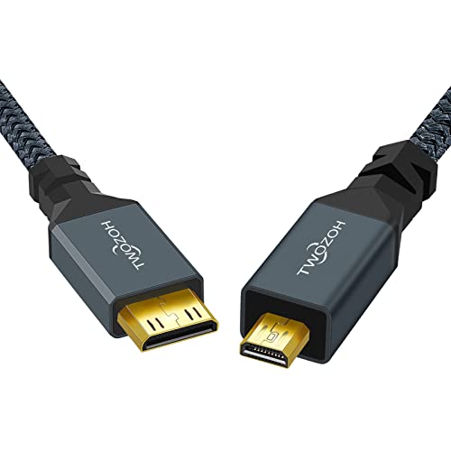 Twozoh Micro HDMI to Mini HDMI Cable, Mini HDMI Male to Micro HDMI Male Cable, Micro HDMI Type D Male to Mini HDMI Type C Male Cable Support 3D/4K 1080p 1.6Ft - Image 3