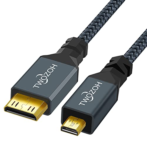 Twozoh Micro HDMI to Mini HDMI Cable, Mini HDMI Male to Micro HDMI Male Cable, Micro HDMI Type D Male to Mini HDMI Type C Male Cable Support 3D/4K 1080p 1.6Ft - Image 1
