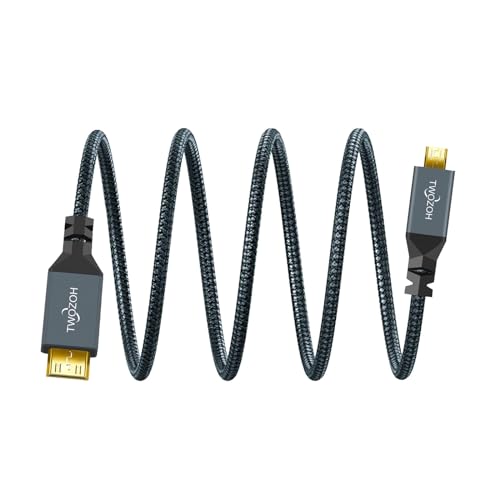 Twozoh Micro HDMI to Mini HDMI Cable, Mini HDMI Male to Micro HDMI Male Cable, Micro HDMI Type D Male to Mini HDMI Type C Male Cable Support 3D/4K 1080p 1.6Ft - Image 5