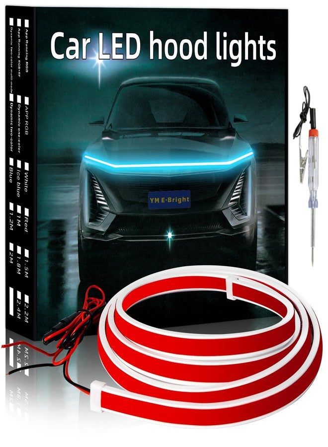 YM EBright شريط إضاءة LED لغطاء المحرك، شريط إضاءة LED للسيارة، مقاوم للماء ومرن، طقم إضاءة نهارية للسيارة والشاحنة، 12 فولت، 70 بوصة، أزرق ثلجي، طقم واحد - Image 1