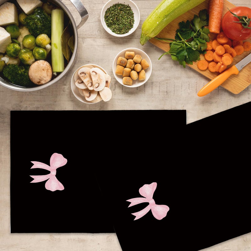 Mcehtle Coquette Black Pink Bow Girls Gifts Kitchen Towels Set of 2, College Dorm Bow Ribbon Hand Towels for Bathroom Decorative Dish Towels, Coquette Girly Bathroom Decor, 16x24 Inch - Image 5