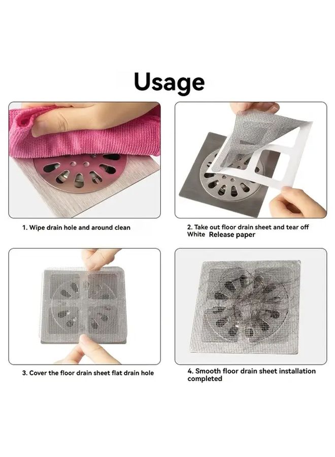 50 Pcs Bathroom Hair Filter Net Toilet Drain Filter Kitchen Anti Clog Anti Insect Self Adhesive Floor Drain Cover 3.94 3.94 Inch - Image 2