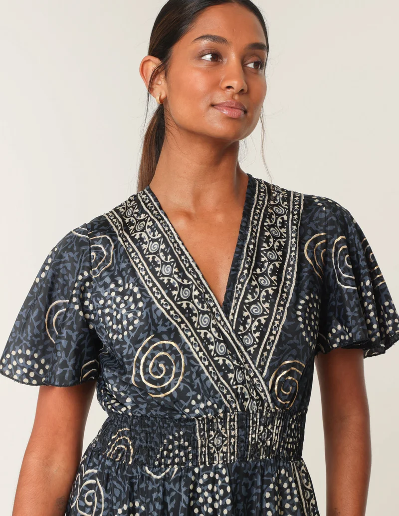 Blue Vanilla Double V Neck Dress
