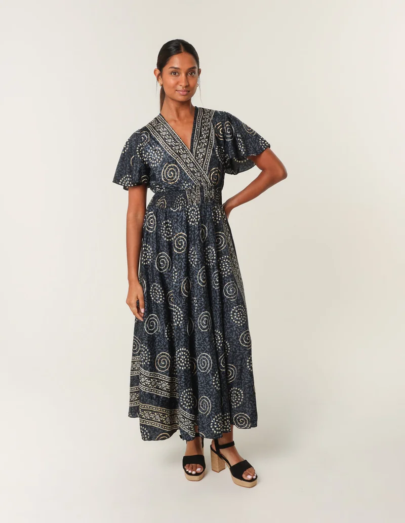 Blue Vanilla Double V Neck Dress