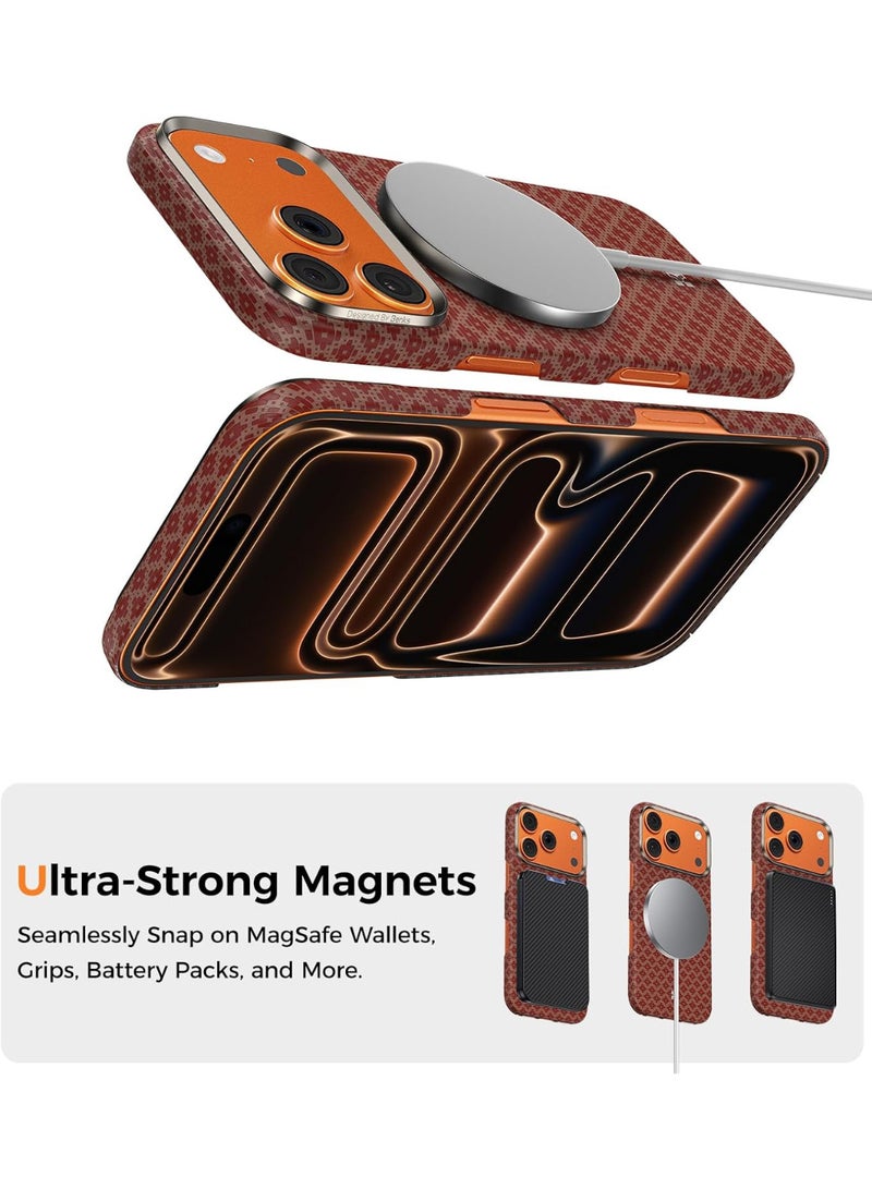 Benks حافظة BENKS لجهاز iPhone 17 Pro Max، متوافقة مع Magsafe، حافظة ArmorGrid ArmorAir فائقة النحافة وخفيفة الوزن مصنوعة من Dupont Kevlar، برتقالي تيرا - Image 5
