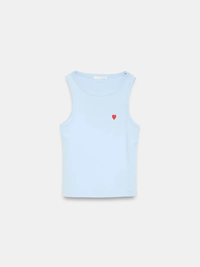 ديلفين DILVIN Embroidered Sleeveless Slim-Fit Jersey Blouse