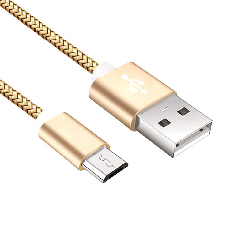 هيموبللو كابل Hemobllo 3m Micro USB المصنوع من النايلون المنسوج، كابل شحن USB، سلك طويل جدًا خالٍ من التشابك، كابل بيانات لنظام Android (ذهبي) - Image 2