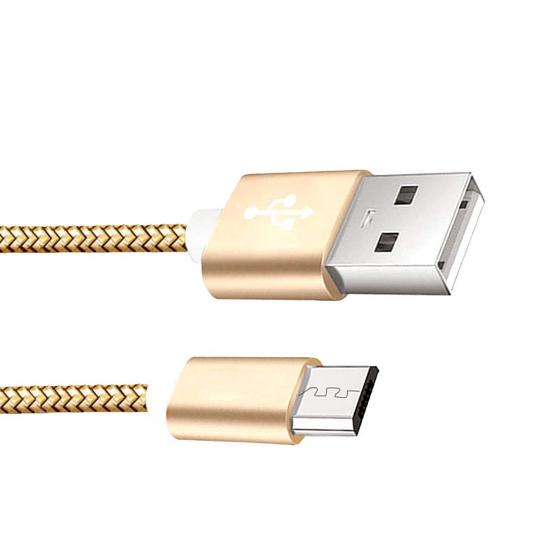 هيموبللو كابل Hemobllo 3m Micro USB المصنوع من النايلون المنسوج، كابل شحن USB، سلك طويل جدًا خالٍ من التشابك، كابل بيانات لنظام Android (ذهبي) - Image 5